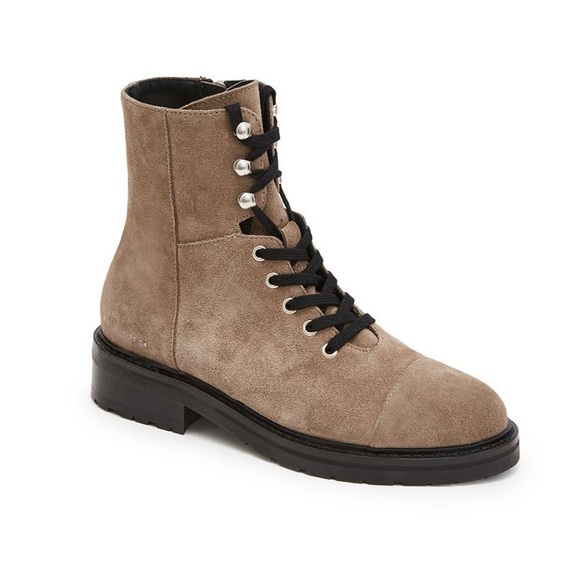All Saints Shoes - ALL SAINTS DUSTY WF658X BEIGE SUEDE LEATHER LACE UP ANKLE COMBAT STYLE LUG BOOTS